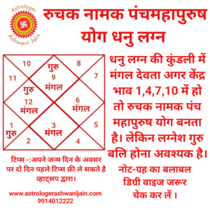 रुचक नामक पंचमहापुरुष योग धनु लग्न