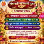 दीपवाली महालक्ष्मी पूजन मुहूर्त ८ नवंबर २०२६